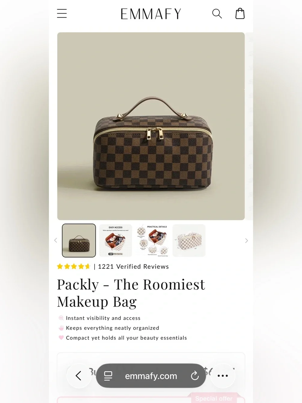 NWT Emmafy Lay Flat Makeup Bag